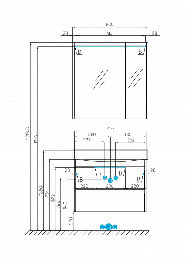 Тумба без раковину Aquaton Нортон 80 белая 1A248901NT010