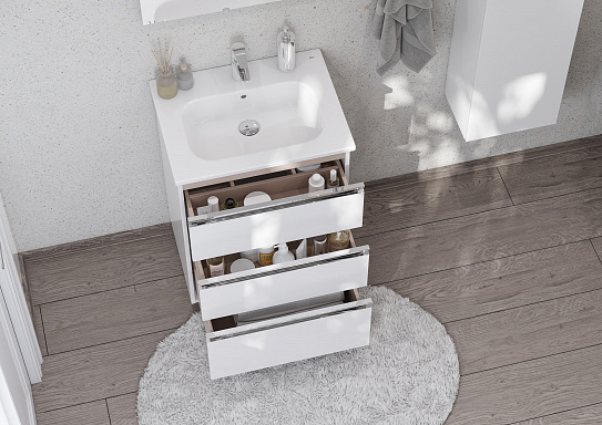 Тумба с раковиной Roca The Gap 60 белый глянец 3 ящика A857404806
