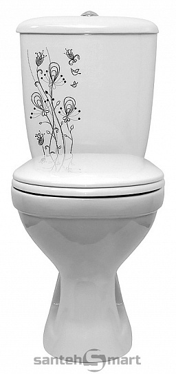 Унитаз-компакт Оскольская керамика Радуга Стандарт (декор цветы)