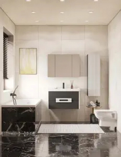 Зеркальный шкаф AQUATON Ар-Деко 85 серый кобальт 1A280602DD8D0