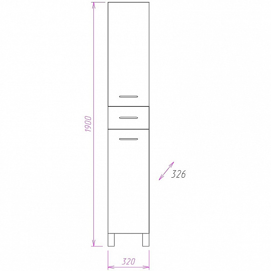 Шкаф пенал в ванную 32 см Onika Модерн с корзиной для белья, правый 403212