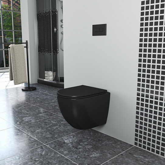 Унитаз подвесной безободковый черный DK Matrix DT1396025