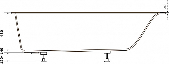 Ванна из литьевого мрамора BAS Афина 170х70 белый глянец