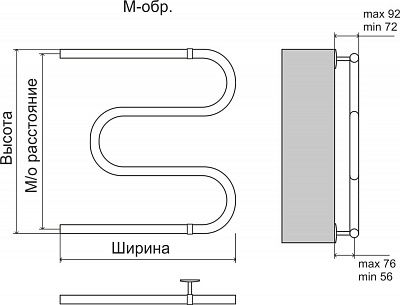 Полотенцесушитель TERMINUS Эконом М-обр AISI 32х2 500х500 4620768888137, м/о расстояние 50см