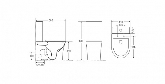 Унитаз-компакт безободковый Cerutti SPA SANTA  крышка тонкая дюропласт с микрол CT8916