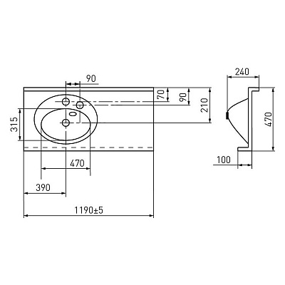 Раковина Акватон Отель 3/120 левая белая с навесами 1A70093NOT01L