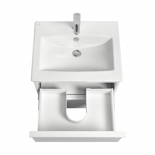 Тумба с раковиной Aquaton Хюгге 60 2 ящика белый матовый, 1A280701HG2B0