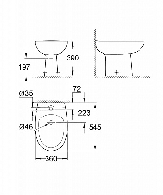 Биде напольное Grohe Bau Ceramic 39432000