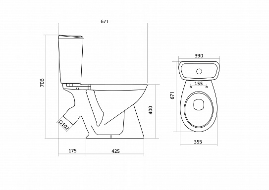 Унитаз-компакт Santek Бриз(сиденье дюропласт) 1WH302138