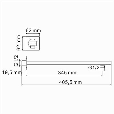 WK Настенный верхний   излив для душа покрытие черный Soft-touch A219  405,5мм