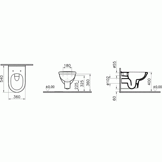 Унитаз подвесной безободковый Vitra Form 300 без сиденья 7755B003-0075