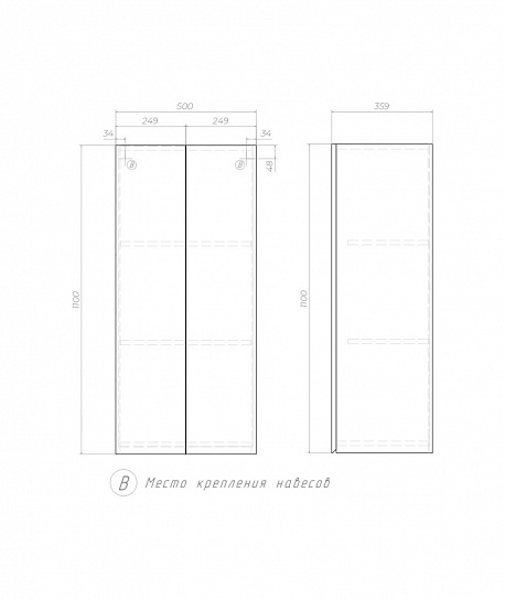 Шкаф подвесной для ванной Vigo Wing 500 sh.WIN.50.2D белый