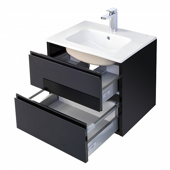 Тумба без раковины Акватон Римини 60 черный глянец 1A226601RN950