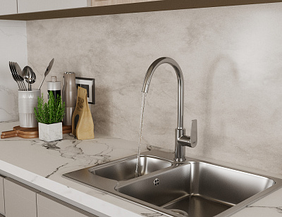 Смеситель для кухни D&K Bayern Fürth DA1522401 высокий хром