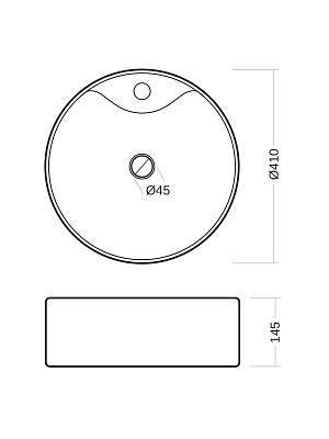 Раковина накладная круглая 41 MONTEREY ZT-8002B с отверстием под смеситель и переливом