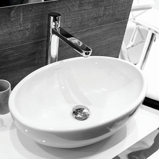 Раковина накладная 53 см овальная Sanita Luxe Ringo Cut 53х34