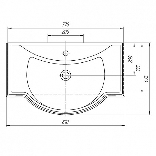Умывальник  "Классик" 800 белый мебельный с/о