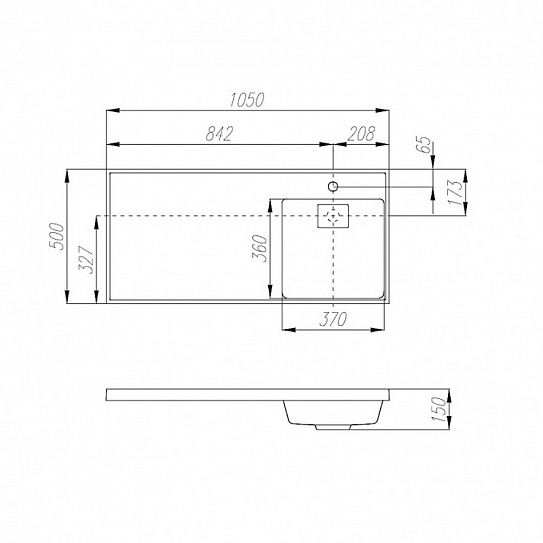 Раковина над стиральной машиной Aquaton Лондри 105 графит 1A72223KLH21R