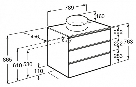 Тумба под раковину Roca The Gap 80 городской дуб 3 ящика A857406402