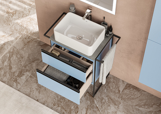 Тумба под раковину Roca Domi 60 2 ящика небесный синий матовый ZRU9307870