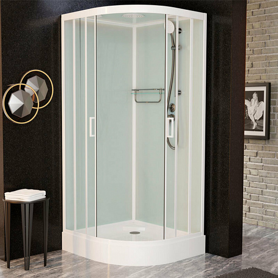 Душевая кабина Frank F409M White низкий поддон , матовые стекла , профиль белый