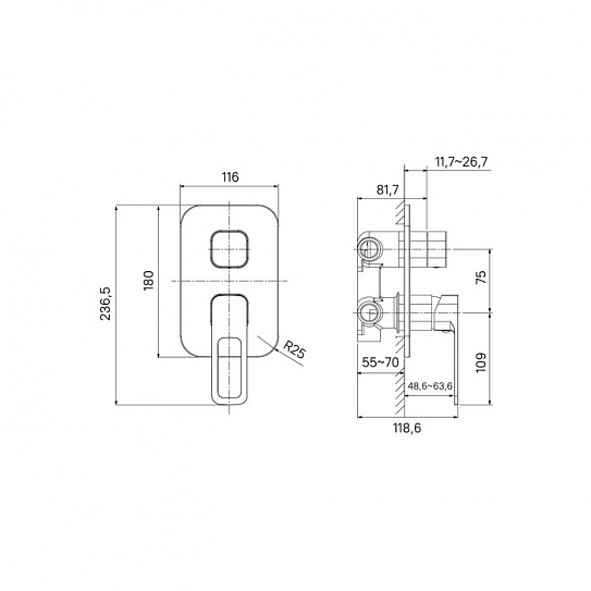 Смеситель скрытого монтажа Iddis Slide SLISB00i68