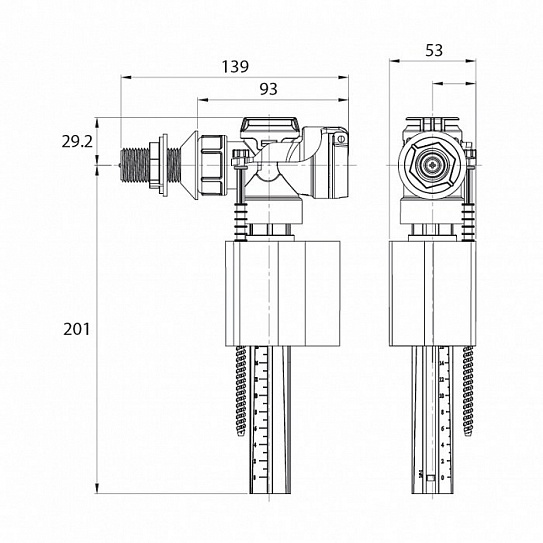 Клапан впускной для бачка унитаза Iddis F012400-0006 (боковой подвод воды)