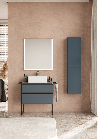 Тумба под раковину Roca Domi 80 2 ящика синий матовый ZRU9307868