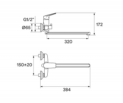 Смеситель для ванны Santek Кант с длинным изливом WH5A12002C001