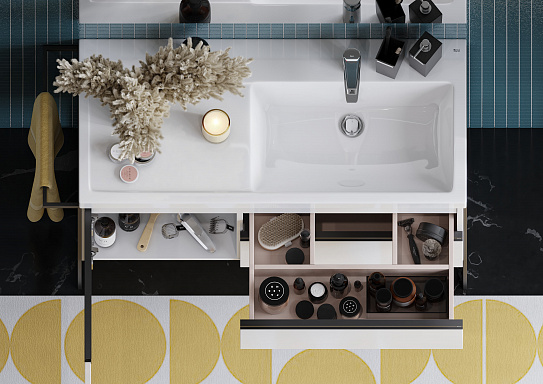 Тумба под раковину Roca Domi 100 белый глянец 2 ящика, правая A857478806