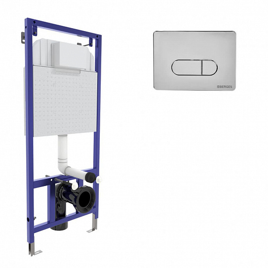 Инсталляция для скрытого монтажа унитаза Berges Novum кнопка D3 хром глянец 040233