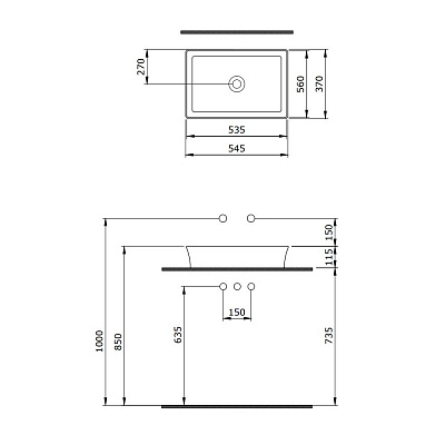 Раковина Berges Ego SL накладная 55x38 см матовый белый без отверстия под смеситель 181209