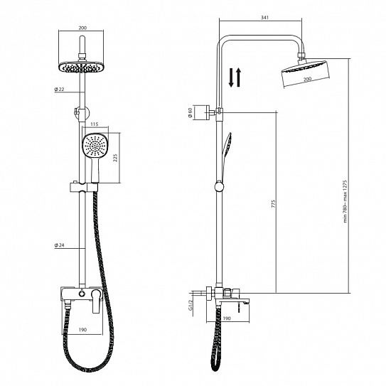 Тропическая душевая система RUSH (ST4235-40)