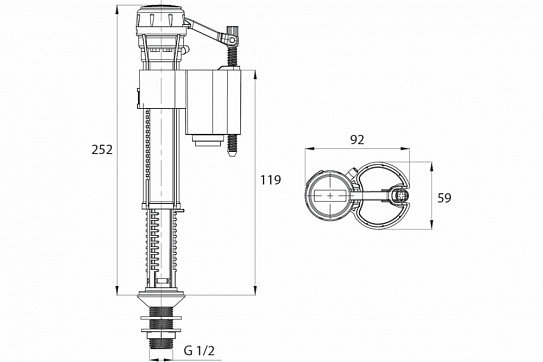 Арматура водосливная IDDIS Optima Home, 2-ур, нижний подвод, тип А, OPH2NA0i35