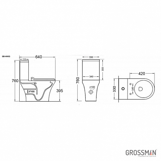 Унитаз напольный Grossman GR-4443S (640*360*830)