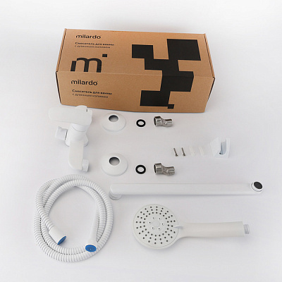 Смеситель для ванны с длинными изливом Milardo Rora RORWT00M10, белый матовый