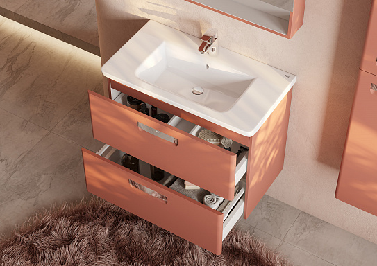 Тумба под раковину Roca The Gap Original 80, 2 ящика, терракота, ZRU9307839