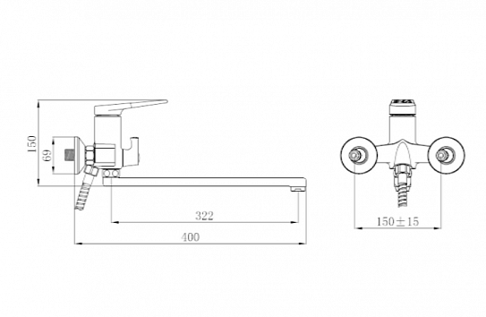 Смеситель для ванны РМС SL121W-006E