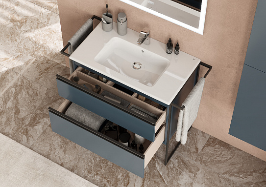 Тумба под раковину Roca Domi 80 2 ящика синий матовый ZRU9307868