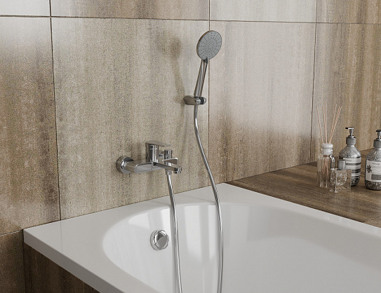 Смеситель для ванны с душем D&K Bayern.Fürth DA1523201 короткий излив хром