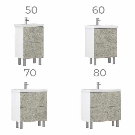 Тумба напольная с раковиной 80 см Vigo Geometry 800-0-2 025 бетон