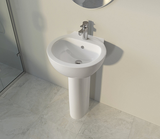 Раковина подвесная 48х48 Sanita Luxe Аrt ARTSLWB01, округлая, под пьедестал