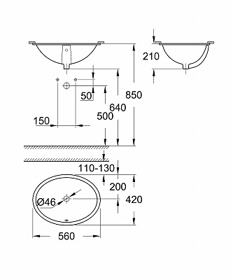 Раковина встраиваемая Grohe Universal 55 39423000