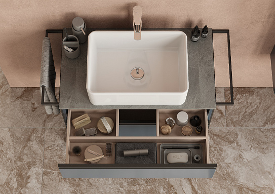 Тумба под раковину Roca Domi 80 2 ящика синий матовый ZRU9307868