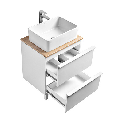 Тумба под раковину Aquaton Хюгге 60 2 ящика белый матовый, 1A280701HG2B0