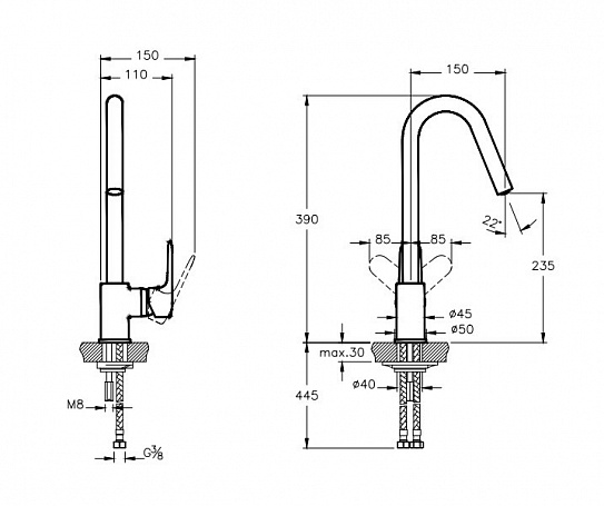 Смеситель Vitra Root Round для кухни, хромa A42742EXP