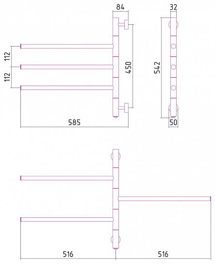 Полотенцесушитель электрический Сунержа Триада 540х585