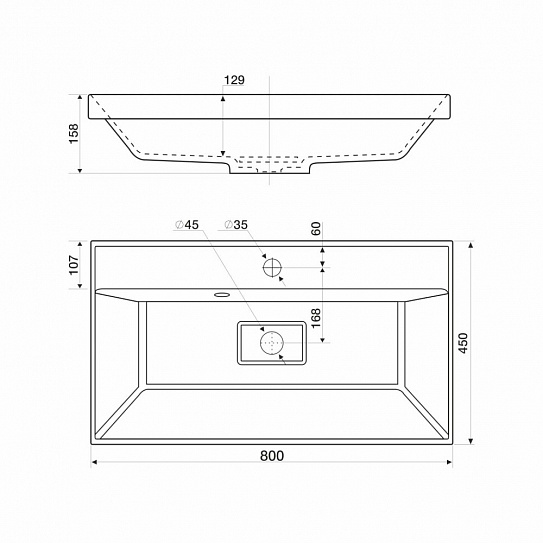 Раковина мебельная из литьевого мрамора MIRSANT Style 80 УТ000078816