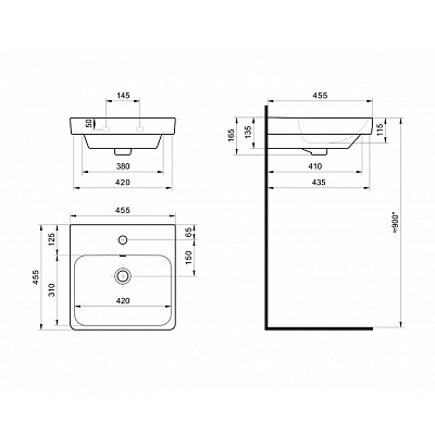 Раковина накладная 45см Santek Адриана 45 1WH501630