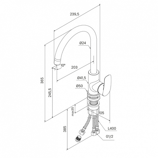 Смеситель для кухни с каналом для фильтрованной воды Milardo Rora RORBNFJM05, сатин
